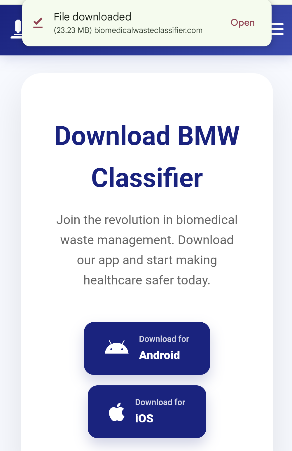 Downloads list with APK file